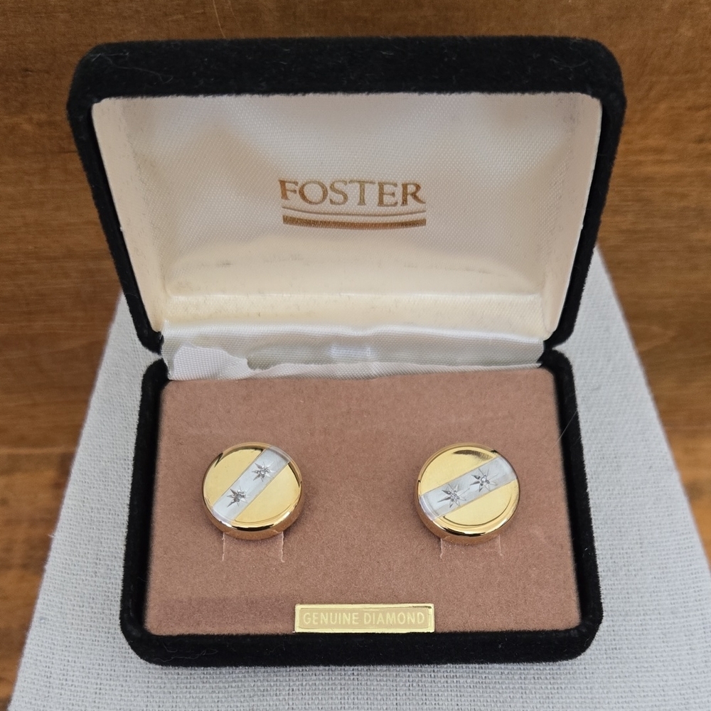 Vintage Foster Shirt Cuff Button Covers With Diamond Chips
